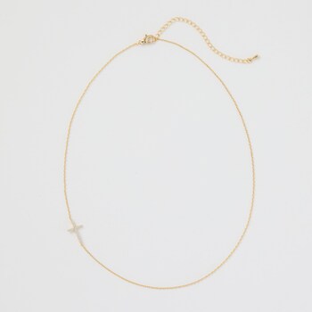 avec Dainty Diamond Cross Charm Necklace