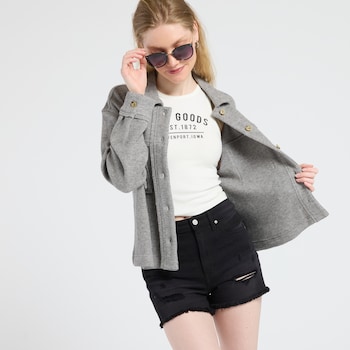 Thread & Supply Crop Waffle Shacket