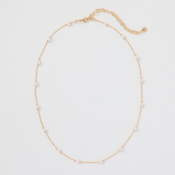 avec Pearl and Mini Bead Chain Necklace
