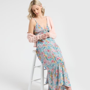 Angie Tie Back Floral Maxi Dress