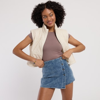 Flying Tomato Acid Wash Buttoned Skort