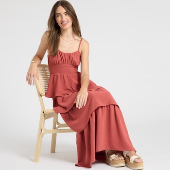 Originality Solid Tiered Maxi Dress
