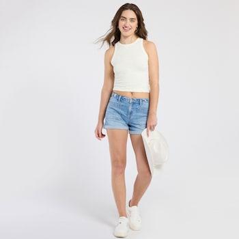 Lovervet High Rise Adjustable Waist Denim Short