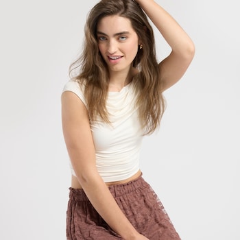 The Workshop Ruched Front Short Sleeve Top