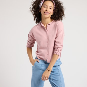 Originality Boxy Button Up Cardigan