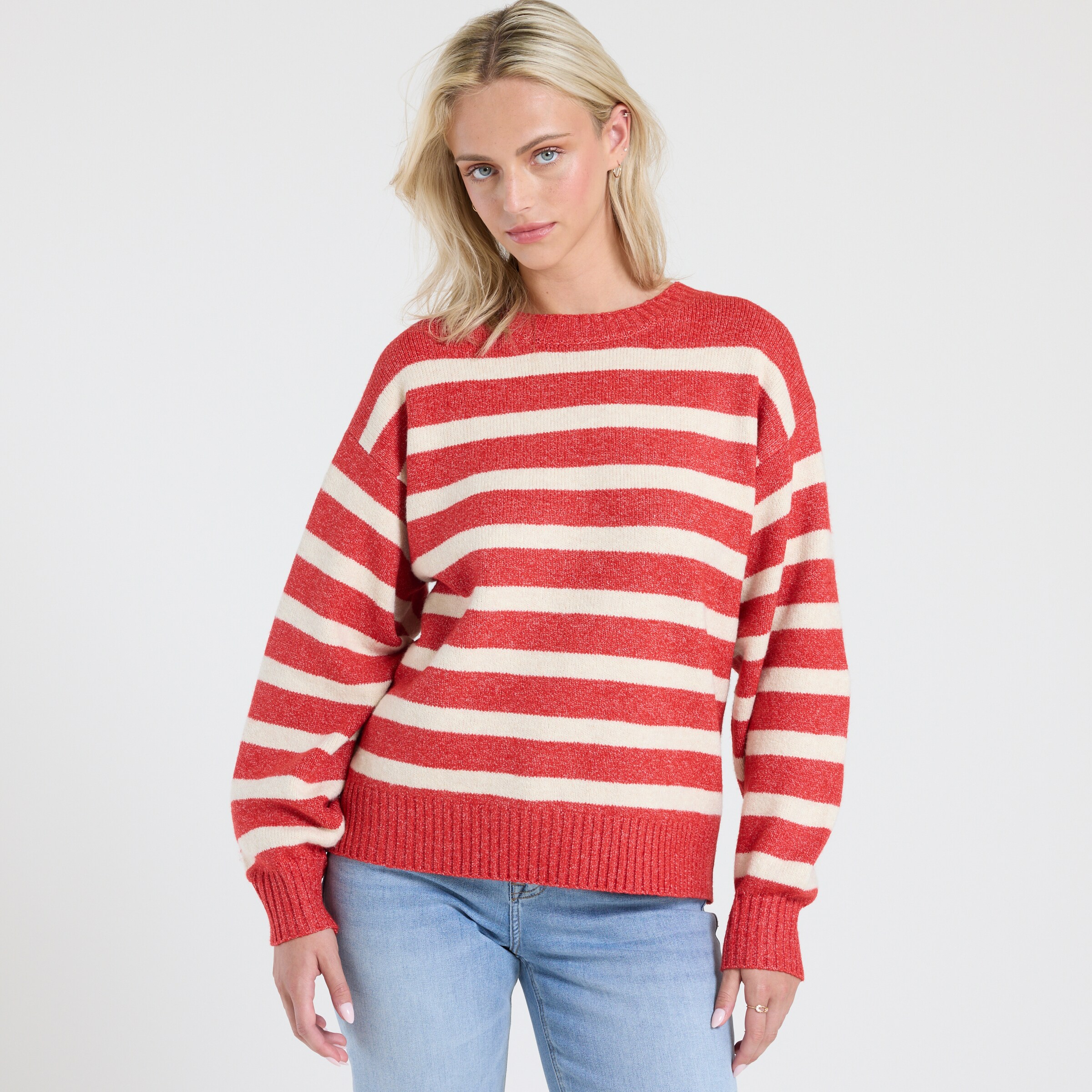 Long Sleeve Striped Crew Neck Sweater