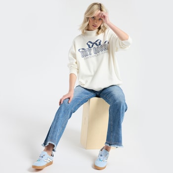 Originality Bow With Logo Mock Neck Sweatshirt