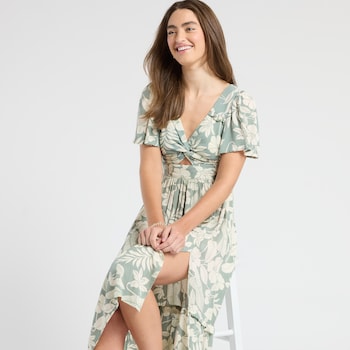 Angie Flutter Sleeve Twist Front Dress