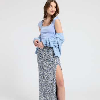 Originality Slit Front Mesh Skirt