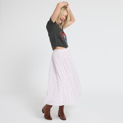 Originality Elastic Waist Floral Mesh Skirt