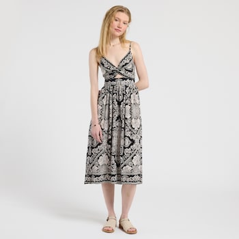 Angie Sleeveless Twist Front Floral Print Dress