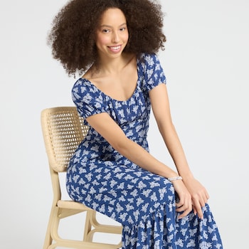Angie Puff Sleeve Ruffle Trim Dress