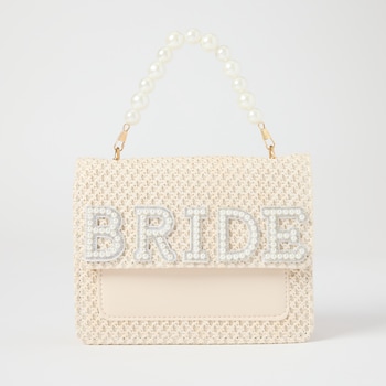 Lexi & Park Embellished Bride Letter Straw Purse