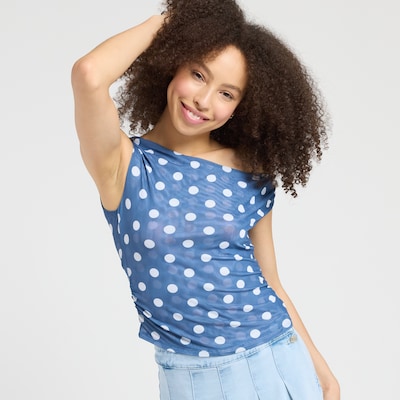 Originality Twist Shoulder Polka Dot Top