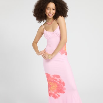 The Vintage Shop Sleeveless Mesh Placement Floral Dress