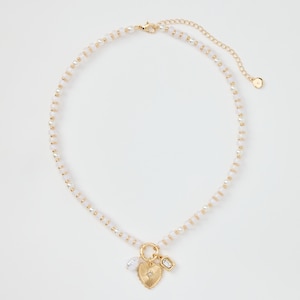 Brand Name: avec Beaded Small Heart Charm Necklace