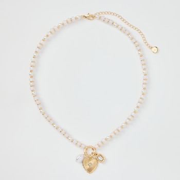 avec Beaded Small Heart Charm Necklace