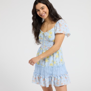 Crystal Doll Mixed Floral & Lace Dress