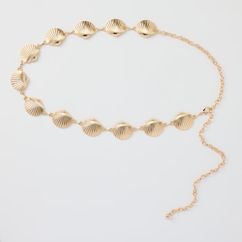 Fame Accessories Gold Seashell Chain Belt