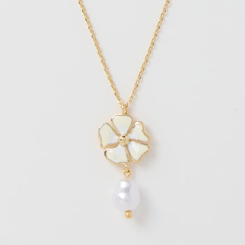 avec Flower & Pearl Pendant Necklace