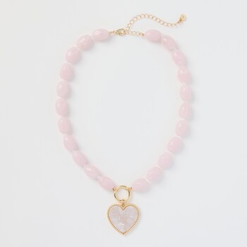 avec Pearlized Heart Marble Nugget Necklace