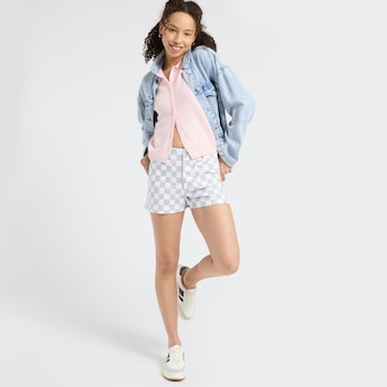 Mica Denim High Rise Checkered Shorts