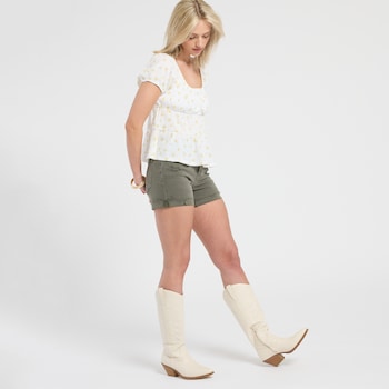 Lovervet High Rise Cuff Distressed Denim Shorts