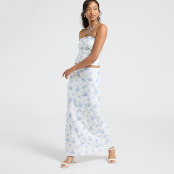 Pink Rose Floral Eyelet Skirt