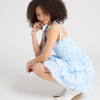 Crystal Doll Tie Shoulder Tiered Dress