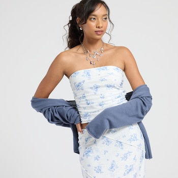 Pink Rose Eyelet Floral Tube Top