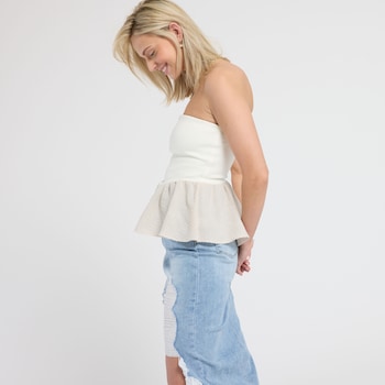 Originality Striped Peplum Tube Top