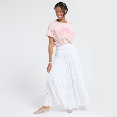 Angie Eyelet Smocked Maxi Skirt