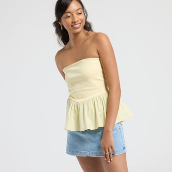Originality Solid Peplum Tube Top