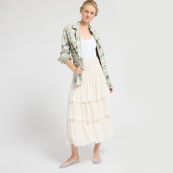 HyFve Tiered Smocked Waist Maxi Skirt