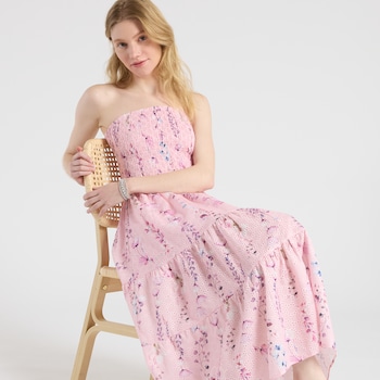 HyFve Smocked Floral Eyelet Tube Dress