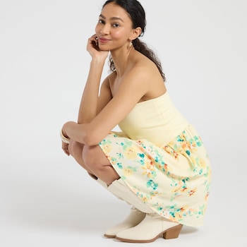 Originality Mixed Media Floral Tube Dress