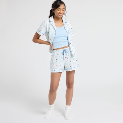 Pink Rose Sleepwear Strawberry & Flower Print Soft Pajama Short