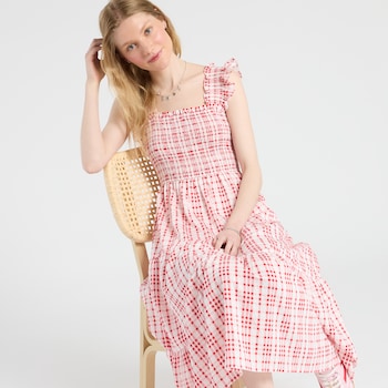 Mine Plaid Ruffle Strap Dress