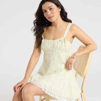 Camarosa Floral Printed Jacquard Dress