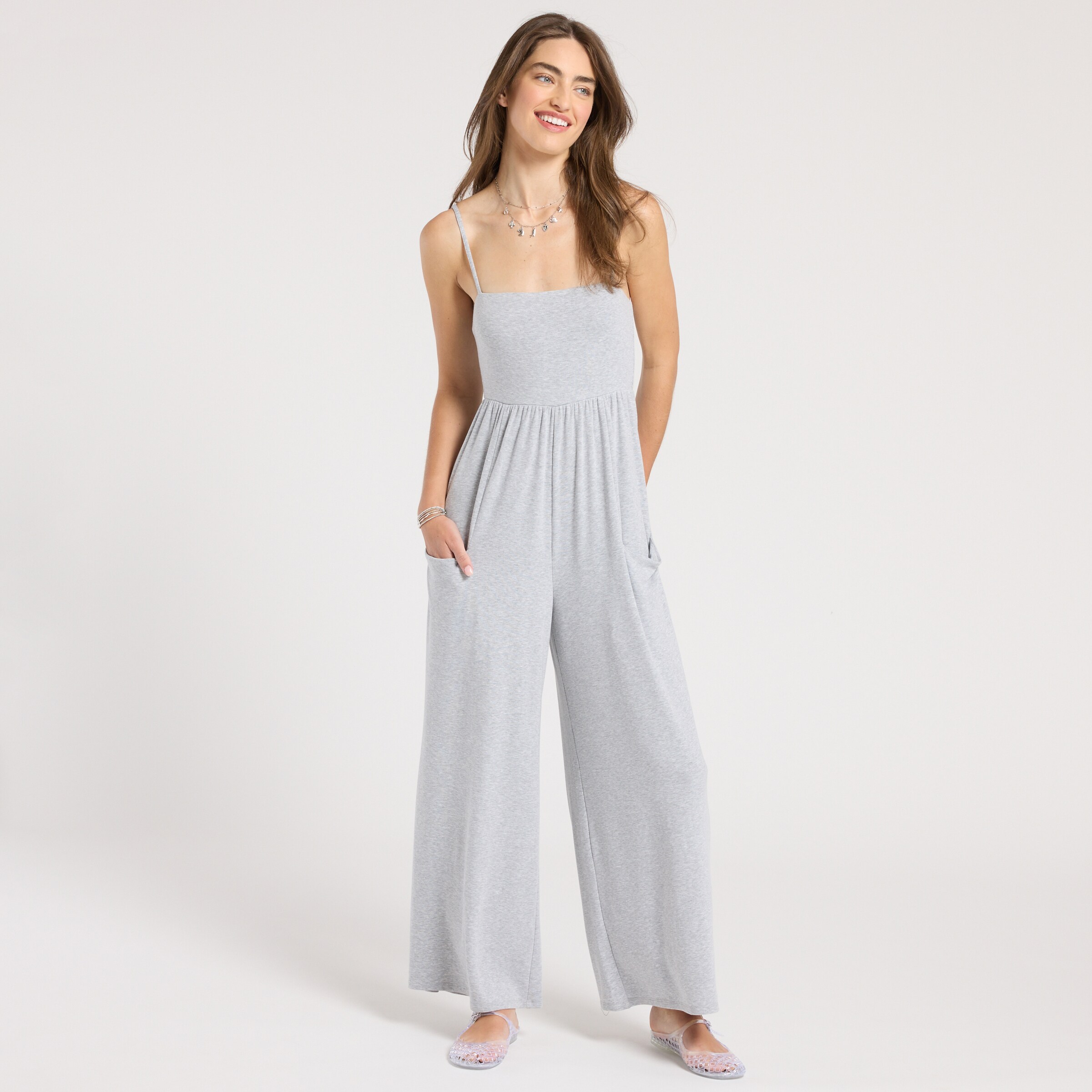 Jersey Knit Drop Pocket Jumpsuit