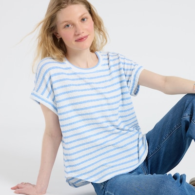 J.O.A. Short Sleeve Striped Textured Top