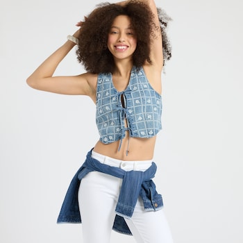 Thread & Supply Embroidered Denim Vest