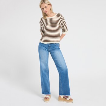 Bridge By Gly Mid-Rise Raw Hem Wide Leg Jeans