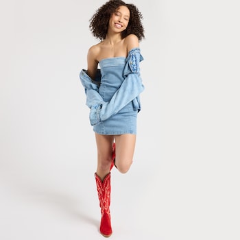 HyFve Foldover Denim Tube Dress
