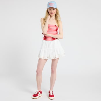 Camarosa Eyelet Trim Ruffle Skort