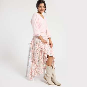 Angie Hanky Hem Floral Skirt