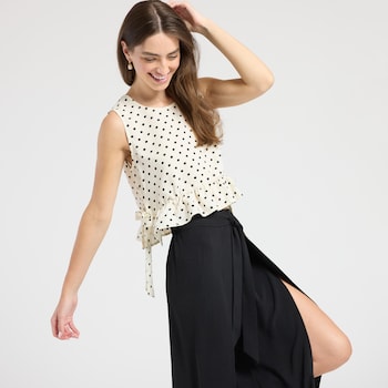 new in Polka Dot Side Tie Tank Top
