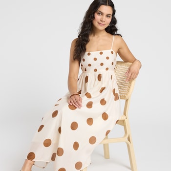 Mine Smocked Back Dot Dress