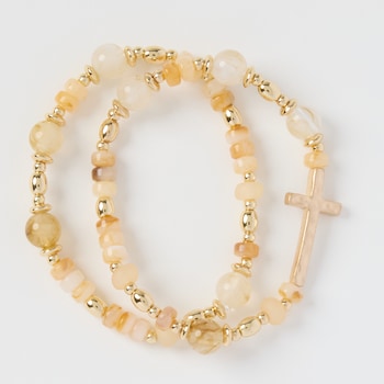 Juliet by Crystal Avenue Cross Beaded Stretch Bracelet Set