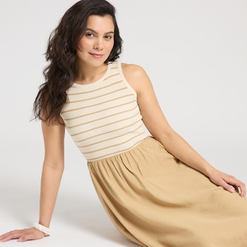 The Workshop Sleeveless Striped Knit Dress